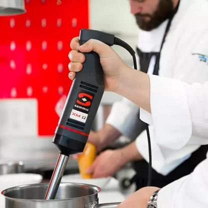 Sammic XM-12 Stick Immersion Blender, Handheld Commercial Food Blender, Variable Speed 1/3 HP Motor, 1,500–15,000 RPM, 10.6 Qt Capacity, 8-7/8" Removable Stainless Steel Shaft, Ergonomic Handle, 120V