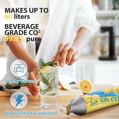60L Co2 Cartridges Cylinder Compatible with All 'Screw-In' Soda Streaming Maker Co2 tanks 14.5oz Threaded CO2 Cartridge canister Sparkling Water Carbonates Set of 2