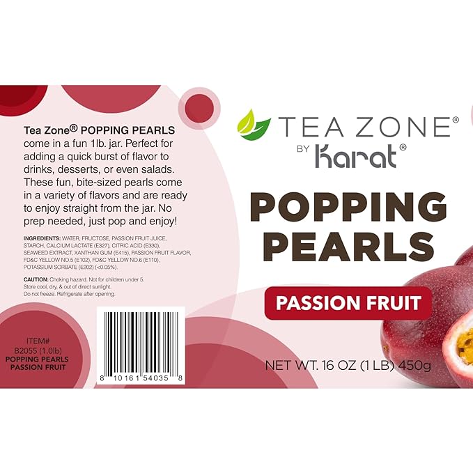 Tea Zone [1 Pound] Passion Fruit Popping Pearls, Bursting Pearls for Teas, Shakes, Smoothies, Dessert Toppings