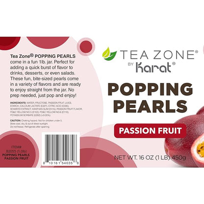 Tea Zone [1 Pound] Passion Fruit Popping Pearls, Bursting Pearls for Teas, Shakes, Smoothies, Dessert Toppings