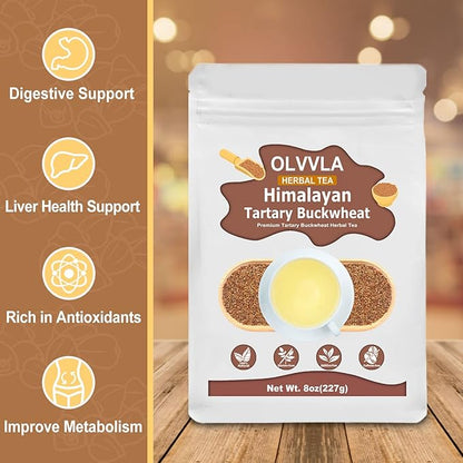 Olvvla - Himalayan Tartary Buckwheat - 8oz/227g - Premium Roasted Buckwheat Tea - Gluten-Free - Caffeine Free - Rich Aroma of Roasted Buckwheat