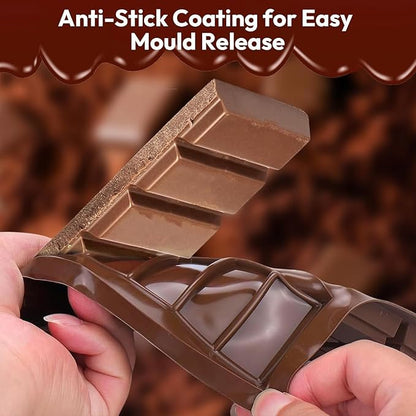 Chocolate Bar Mold, Silicone Thick Chocolate Bar Molds for Dubai Chocolate Bar Pistachio, Break Apart Candy Bar Mold for Stuffed Bars Knafeh Chocolate Bar Kit