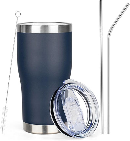 MEZMUT 20oz Coffee Tumbler with Lid and Straw Double Wall Vacuum Insulated Cup Stainless Steel Travel Mugs Insulated for Hot and Cold Leakproof Powder Coated Tumbler for Indoor and Outdoor