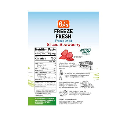 Pol’s Freeze Fresh - 12 Pack Sliced Freeze-Dried Strawberries (0.53 Oz Each), No Sugar, Non-GMO, Kosher, Vegan, Gluten-Free, Single-Serve Packs