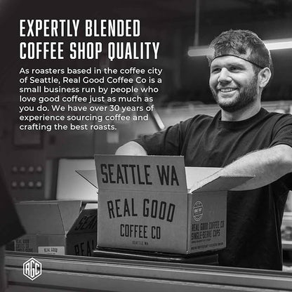 Real Good Coffee Company Whole Bean Light Roast Coffee - Breakfast Blend Light Roast Coffee Beans - Fresh Roasted Brew with Citrus & Chocolate Notes - 32 Oz