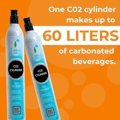 FIZZIT 60L Threaded CO2 Cylinder Canister Refill, 1 Pack Compatible with All Threaded 'Screw-In' Soda Makers Including Soda Machines
