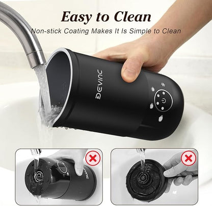 DEVINC Milk Frother, 4-in-1 Milk Frother and Steamer, Hot and Cold Foam Maker and Milk Warmer with Auto Shut-Off, Electric Frother for Coffee, Latte, Cappuccino, Matcha