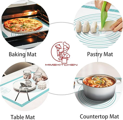 Non stick Pastry Mat, Dough Mat for Rolling, Silicone Baking Mat, Fondant/Pie Crust Mat Kitchen Counter Mat, Macarons Bread Baking Mat Baking Supplies Extra Large 28 x 20 Inch