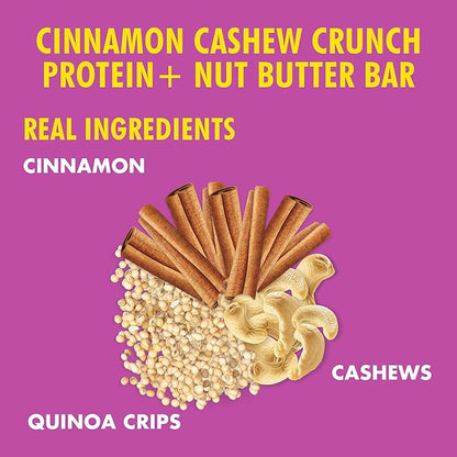 B.T.R. Nation Vegan Keto Plant Based High Protein & High Fiber Bars - Cinnamon Cashew Crunch Protein+ | 12 Bars | Low Carb & GF, Free of Sugar Alcohols, Dairy, Soy and with Powerful Superfoods!