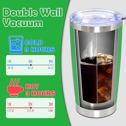 20oz Tumbler Stainless Steel Tumbler Cup with Lid Vacuum Insulated Double Wall Travel Mug, Durable Powder Coated Travel Coffee Tumbler Mug for Hot & Cold Drinks, Green,4 Pack