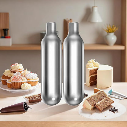Whipped Cream Chargers - 8g Whip Cream Charger Cylinder Food Grade Original Flavor With Long Shelf Life, Premium Leak Proof Steel, Perfect for Desserts, Cake, Beverages and Gourmet Dishess