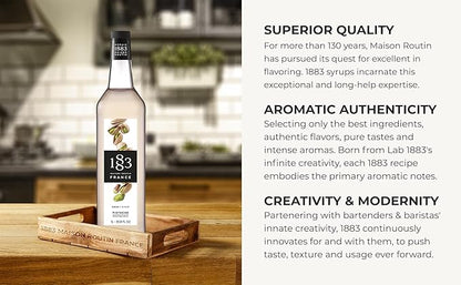 1883 Pistachio Syrup for Drinks – Premium French Flavoring Syrup, Made in France, 1 Liter Plastic Bottle – Perfect for Coffee, Lattes, Cocktails, and Desserts