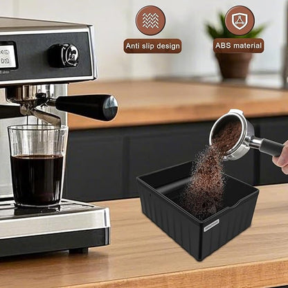 NMWearthmone Espresso knock box,Coffee grounds pucks knock box,Espresso Knock Box with Knock Bar and Non-Slip Rubber Base Knock Box,Shock-Absorbent Durable Barista Espresso Coffee Knock Box (Black)