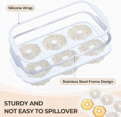 Mini Bundt Cake Pans for Baking, Silicone 6-Cavity Fluted Tube Cake Pan with Metal Reinforced Frame, Nonstick Baking Molds for Cupcake, Brownie, Donuts, Cornbread, Jello