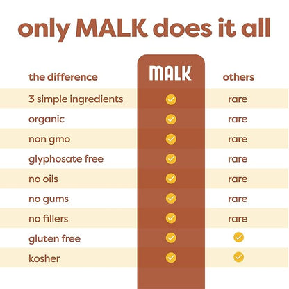 MALK Oat Milk (32oz, Pack of 6) Original Shelf Stable Organic Oat Milk, Non GMO, Dairy Free, Vegan, Plant Based, No Gums or Fillers - Barista Malk Oatmilk for Smoothies, Cereal, Creamy Lattes, Coffee
