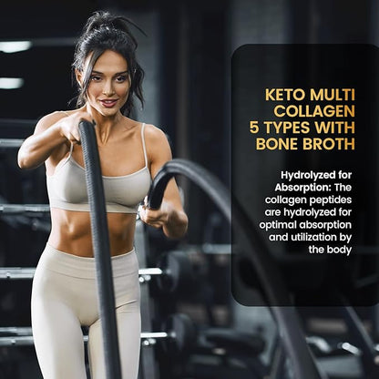 Multi Collagen Protein Powder 16.2 oz (Pack of 12) | 5 Types with Bone Broth, Hydrolyzed Peptides, Biotin & MCT Oil, Unflavored, Supports Skin, Hair, Nails, Joints & Gut Health