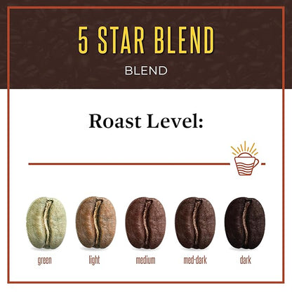 San Diego Coffee 5 Star Blend, Dark Roast, Whole Bean Coffee, 16-Ounce Bag Café en grano tostado