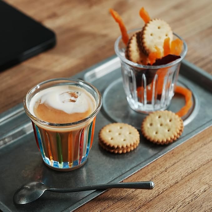 MHW-3BOMBER Small Glass Cups Set of 6 Drinking Glasses 3OZ Latte Glasses for Espresso, Beverage, Water, Whiskey, Juice, Cocktail, Beer G6192-OS