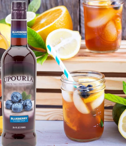 Upouria Blueberry Syrup Flavoring, 100% Vegan, Gluten-Free, Kosher, 750ml bottle (Pack of 2) with 1 Syrup Pump