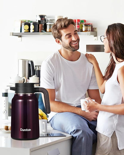 Carafes for Hot Liquids 51 oz - 12 Hour 2 PCS Stainless Steel Thermal Coffee Carafe-Insulated Coffee Carafes For Keeping Hot/Cold Coffee, Tea, Water, 1.5 Liter Beverage Dispenser(red/red)