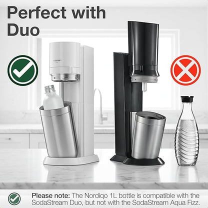 Stainless Steel Carbonating Bottle 33 oz | Compatible with Aarke Carbonator 3 (Exl. Pro), Sodastream (Excl. model Aqua Fizz + Jet) and many others | Dishwasher Safe, No Expiration Date