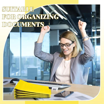 12 Pcs Classification Folders Letter Size Bulk - 2 Dividers Pressboard File Folder with 3. 5 Inch Expansion, 2 Prongs Fastener, Heavy Duty Office File Organizer for Teacher Medical (Yellow)