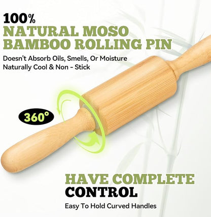 10 inch Wooden Rolling Pin for Baking - Long Dough Roller for All Baking Needs