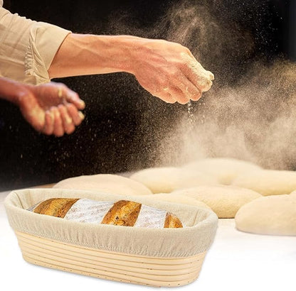 4PACK 8 inch Oval Bread Proofing Basket Banneton Bread Dough Proofing Rising Rattan Basket & Liner for Baking Bread Making