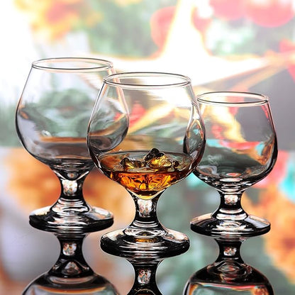 Shot Glasses - 6pc Set, 8.8oz Clear Cute Glass Snifters Perfect for Tasting Brandy