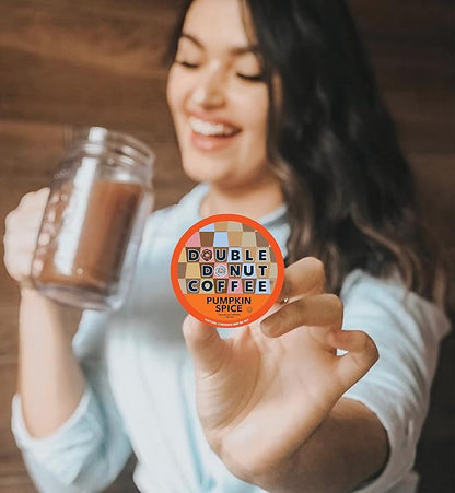 Double Donut Coffee Pumpkin Spice Coffee Pods, Single Serve for Keurig K-Cup Machines, Medium Roast, 48 Count