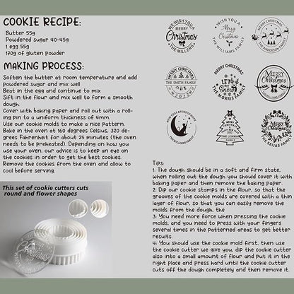 2025 Personalized Christmas Cookie Stamp Unique 3D Embossed Design Fun Tool for Baking Art (D)