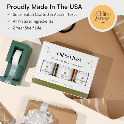 HipStirs Holiday Trio Pack - Our Cocktail Mixers Variety Pack Contains our Delicious Pumpkin Spice Syrup, Classic Cranberry Pie Syrup & Timeless Old Fashioned Drink Mix (8 Fl Oz)