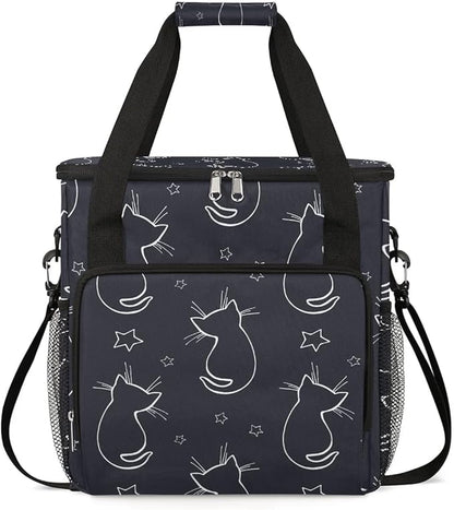 cat animal cartoon Coffee Maker Carring Bag Travel Carrying Storage Tote Bag Compatible with Keurig K-Mini or K-Mini Plus Portable Single Serve Coffee Brewer Case with Pockets for K-cup Pods