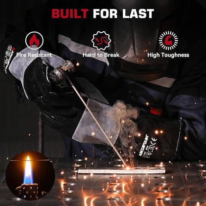 ARCCAPTAIN Welding Gloves 932℉ Heat/Fire Resistant 16 inches Gloves for Stick, Mig, Forge, BBQ, Grill, Fireplace, Baking, Stove Working Protection