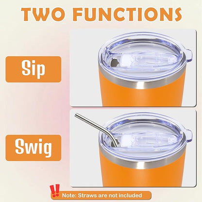 20oz Tumbler Bulk Stainless Steel Tumbler Cup with Lid Vacuum Insulated Double Wall Travel Mug, Durable Powder Coated Travel Coffee Tumbler Mug for Hot & Cold Drinks, Orange,12 Pack