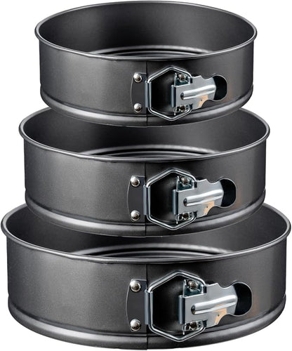 Springform Cake Pan Set – 3 Piece Nonstick 7, 8, 9 Inch Round Cheesecake Pans for Baking, Leakproof Cake Molds for Mousse, Birthday Layer Cakes, Quiche, Pizza & More