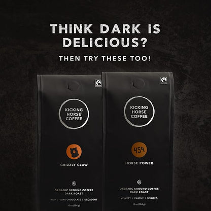 Kicking Horse Coffee Kick Ass, Dark Roast, Ground, Certified Organic, Fairtrade, Kosher, Black, 284 g, Pack of 6