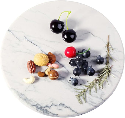 Koville White Marble Cutting Board Cheese Boards for Kitchen Countertop, Large Round Marble Charcuterie Board Pastry Boards for Kitchen Decor, Stone Tray Stone Slab for Home Decor