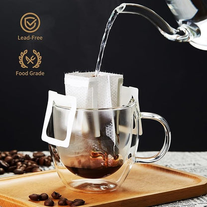 6.7oz Double Wall Espresso Cups Set of 2 With Handle, Clear Expresso Shots Cup, Double Wall Insulated Espresso Mugs, Tazas de Cafe Expreso, Microwave Dishwasher Safe, for Espresso Machine