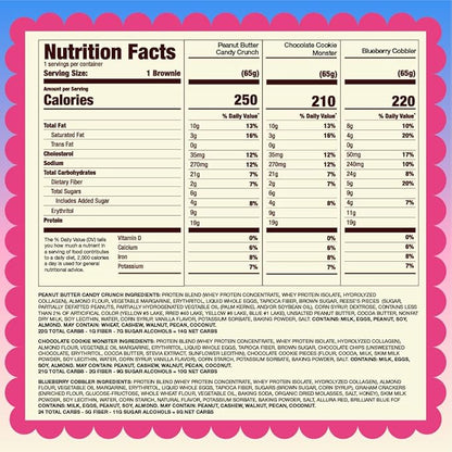 Prime Bites Protein Brownie from Alpha Prime Supplements | High Protein, Collagen Fortified Low Sugar Treat | Delicious Snack | 12 Bars per Box (Variety Pack)