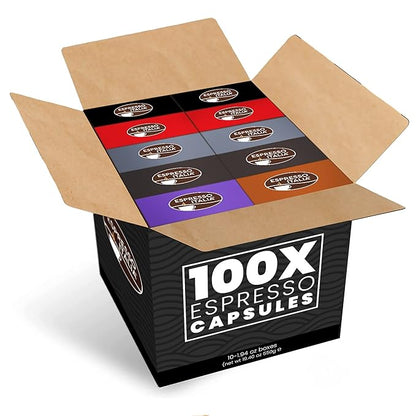ESPRESSO ITALIA Capsules Compatible with Nespresso Machines, 100 Count - VARIETY PACK, Italian Coffee Pods Expresso