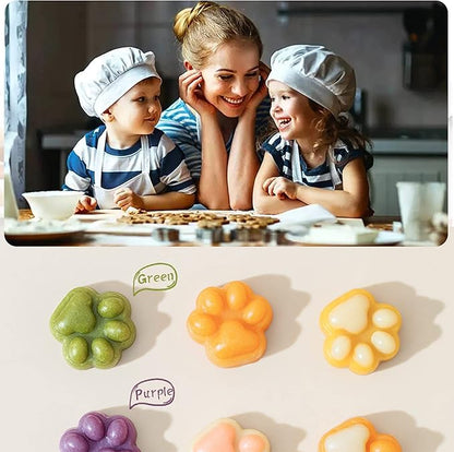 Puppy Dog Paw Bone Silicone Chocolate Moulds，Silicone Dog Treat Mold - 5 Pack