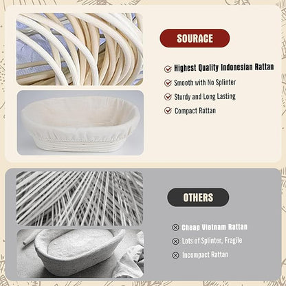 Complete Sourdough Starter Kit,10 Inch Round & 9 Inch Oval Banneton Sourdough Bread Baking Supplies With Sourdough Starter Jar, Sour dough Starter Kits for Women, Men, and Bread Bakers