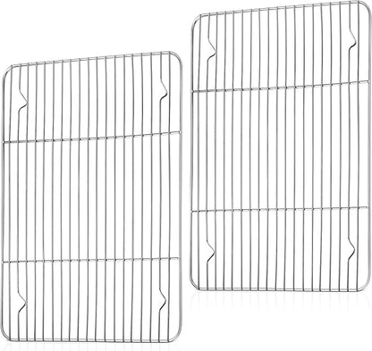 TeamFar Cooling Rack, 15.3” x 11.1” Stainless Steel Wire Baking Rack for Cooking Roasting Grilling, Fit for Oven Pan, Oven & Dishwasher Safe, Non-toxic & Heavy-Duty, 2PCS