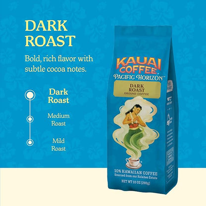 Kauai Coffee Ground Coffee – Smooth, Rich, Dark Roast – Nutty Notes with Chocolate Overtones – Arabica Coffee, 10% Hawaiian with No Bitterness – Koloa Estate, 1 Pack of 10oz