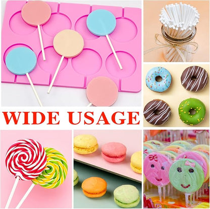 Silicone Lollipop Molds Candy Molds Silicone Sucker Molds Hard Candy Mold & 8 Rounds Nonstick Lollipop Mold With 20 Sticks for Candies,Bread,Jellies,Chocolate,Etc