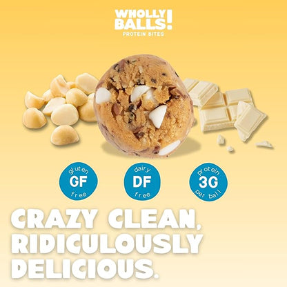 Wholly Balls Protein Bites – Healthy Plant-Based Snack | High Protein, Low Sugar, Gluten-Free Energy Balls (Pack of 3, Mac Daddy)