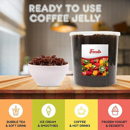 Fanale Coconut Jelly Topping nata de coco for Boba Tea | Ice Cream | Yogurt | Smoothie | Milk Tea | Desserts (Coffee, 7.26 lb) JEL011