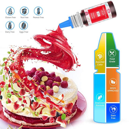 Food Coloring Gel Cake Decorating Set - Jelife 10 Colors Gel Based Edible Food Color Easter Egg Dye Kit Concentrated Neon Icing Colors for Kids Baking Macaron Frosting Fondant Cookie (6ml/Bottles)