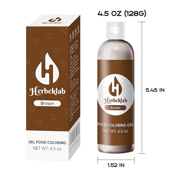 Brown Food Coloring Gel 4.5 Oz Professional Grade Brown Food Dye Concentrated Gel Food Coloring for Icing Baking Cake Decorating Cookie